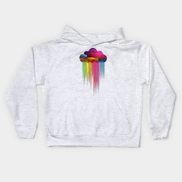 Rainbow rain Kids Hoodie by jonetressie